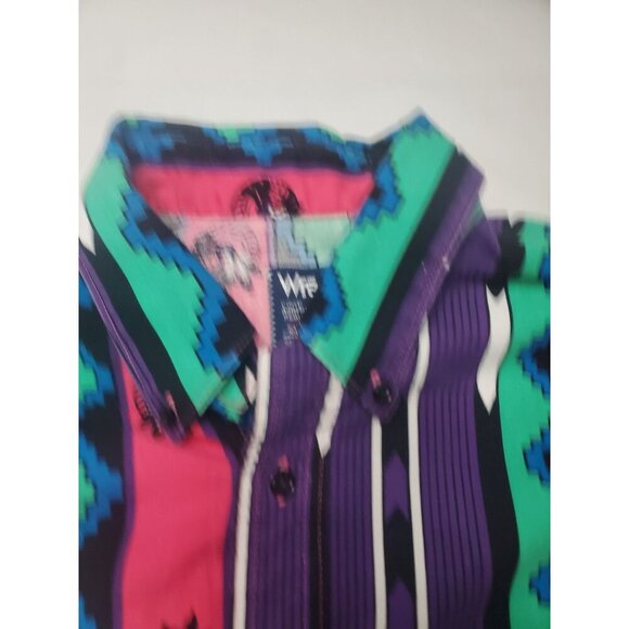 Wrangler Brushpopper Shirt Sz Xlong Tails 16.5-36 Striped Native American Aztec - Picture 10 of 16